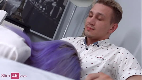 Mia Cheers - Two cocks in a skinny purple haired teen